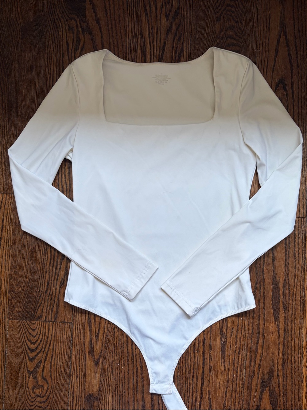 Long Sleeve White Square Neck Bodysuit